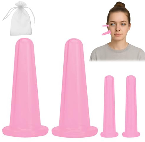 keyxer 4PCS Ventouse Massage,Cupping Ventouses,Ventouse Visage Anti-Rides - Facial Lift Cup,Silicone Cups Soins du Anti-cellulite, pour le Massage Ventouses du Visage et Yeux