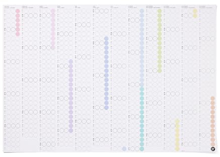 dot on Jahreskalender 2026 mit bunten Klebepunkten - Querformat, Wandkalender 2026, Familienkalender, Jahresplaner, Kalender zum Selbstgestalten, mit Aufklebern in drei Farbvarianten (Pastell)