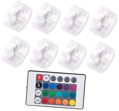 Toyvian 8stücke Unterwasserlichter Mit Fernbedienung Wasserdichte Poolbeleuchtung Für Teiche Vasen Und Farbwechselnde Tauchlichter Für Stimmungsvolle Beleuchtung