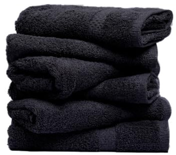 Ultra Soft & Thick Hand Towels - 6-Pack, 100% Combed Cotton, High Absorbency, Large 40 x 70 cm Hand Towels, Quick-Dry, Premium Hotel & Spa Quality, Ideal for Bathroom, Gym & Kitchen (Black)