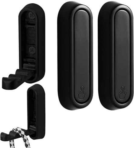 Yoicn Lth 4 Stück Klapphaken Edelstahl, Klappbarer Kleiderhaken Schwarz, Faltbarer Wandhaken Elliptischer für Mantel, Tasche und Schlüsseln