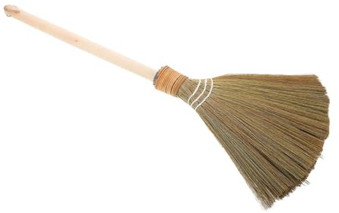 BATHVEVE Balai En Fouet De Maïs Naturel Manche En Bois, Balayeuse à Poils Doux Détachable, Conçu Pour Sols Intérieurs Et Extérieurs, Nettoyage Du Salon, Jardin, La Cuisine Et Terrasse