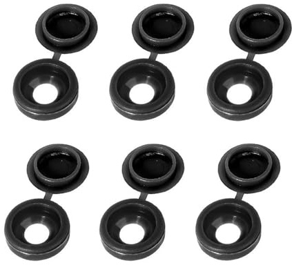 Meiyea 50 Pcs M4 Screw Covers - 0.34-Inch Plastic Hinge Caps, Multi-Color Decorative Screw Hole Plugs for Furniture, Cabinets, Doors & Wardrobes-Black