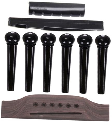 ERINGOGO Gitarren Stegbolzen 9 Stück und Kunststoff mit Gitarrensattel und Mutter für Akustische Gitarren Einfach zu Reparieren und Glatte Oberfläche