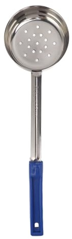 Fyearfly Cuchara de salsa multiusos para pizza, acero inoxidable de grado alimenticio, color azul, 8 onzas, mango largo para un agarre seguro, diseño antideslizante, ideal para untar y medir