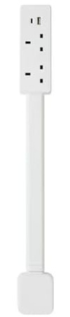 Retractable Socket Extender - 3-Outlet Power Strip with Adjustable Extension Rod, Space-Saving Wall Socket Expander for Home, Office, Dorm (White)