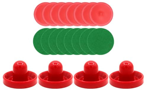 ibasenice Rondelles de Hockey sur Air et Mini Pousseurs de Rechange pour Table de Hockey sur Glace, Ensemble 4 Pousseurs et 8 Coussinets en Feutre pour Compétition