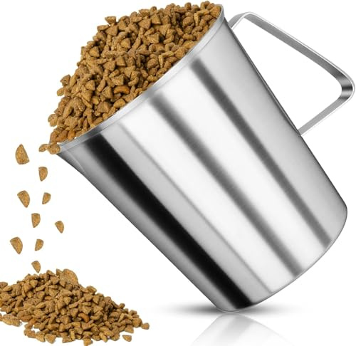 1000ml Dog Food Measuring Cup, 304 Stainless Steel Dog Food Scoop with Handle Pet Food Scoop for Food, Precise Scale, Easy to Clean (1000 ML)