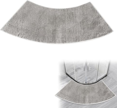 Jnomove Fan shaped Curved Bath Mat, Bath Mats Non Slip Bathroom Mats, Semi Circular Bath Mat, Shaggy Sector Corner Shower Mat