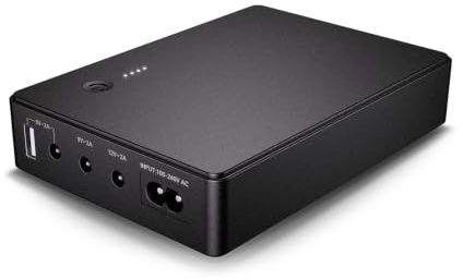 Mini UPS SAI para WiFi, Router, Módem, Cámara de Vigilancia, Entrada AC Salida 5V USB 5V 9V 12V DC 2A (37Wh)