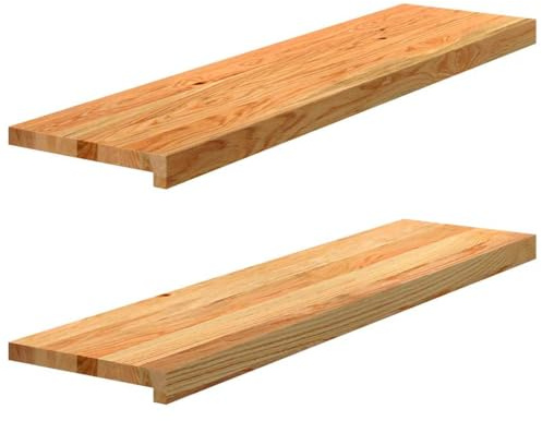 XHNIFBN 2 escalones de madera maciza de roble marrón claro, 100 x 30 x 2 cm, robustos peldaños de madera para renovación de escaleras y alféizar de ventana, madera maciza de roble pulido fino