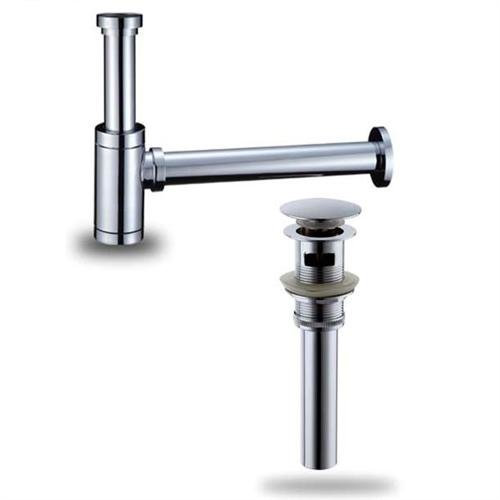2er SET DESIGNER SIPHON & ABLAUFVENTIL PUSH OPEN TECHNIK MIT ÜBERLAUF