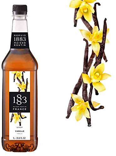 1883 Maison Routin Premium Vanilla Syrup, 1 Litre PET Bottle | Flavoured Syrup, For Coffee, Tea, Cocktails, Iced Drinks & Desserts, Made with Pure Cane Sugar, No Artificial Colours, Vegan