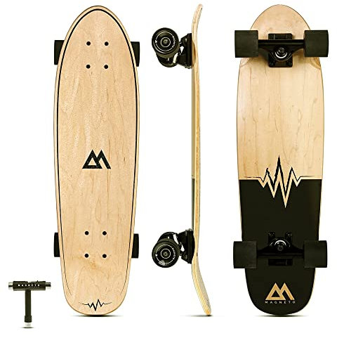 Magneto Mini Cruiser Skateboard Cruiser | Short Board | Canadian Maple Deck - Für Kinder, Jugendliche und Erwachsene (Heart Beat)