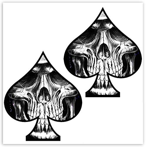 SkinoEu® 2 Stück Vinyl Aufkleber Autoaufkleber Spielkarten Schädel Totenkopf Funny Stickers Auto Moto Motorrad Fahrrad Helm Fenster Tür Tuning B 61