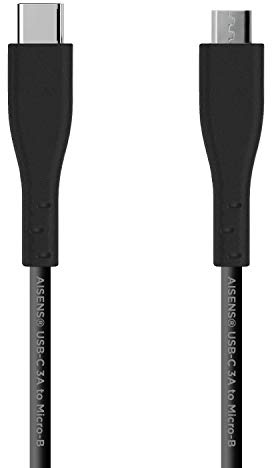 AISENS A107-0350 - Cable USB 2.0 3A, Tipo USB-C Macho a Micro B Macho, Negro, 2.0 Metros