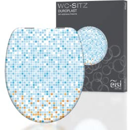 EISL BLAU WC Sitz MOSAIK, Duroplast Toilettendeckel mit Absenkautomatik, maximale Belastung vom Toilettensitz 150 kg ED82119