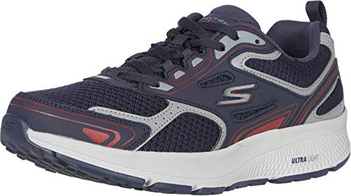 Skechers Go Run Consistent, Zapatillas de trail running Hombre, Navy Leather/Synthetic/Red Trim, 44.5 EU