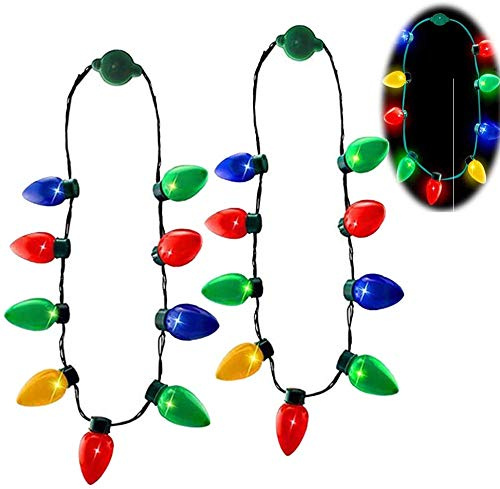 Anzmtosn LED Light Up Glühbirne Blinkende Im Dunkeln leuchten Streifen Halskette für Weihnachten Weihnachten Geburtstag Hochzeit Partei Liefert Gefälligkeiten Zubehör Dekoration(2 Paket)