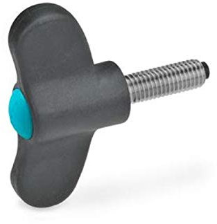 Flügelschraube mit Druckzapfen, Durchmesser 55mm, M8x30, blau
