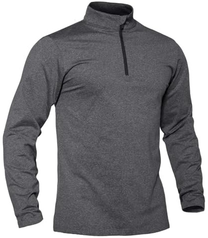TACVASEN Pullover Herren Langarmshirt Half Zip Fleece Winterpullover Warm Atmungsaktiv Sport Sweatshirt mit Stehkargen
