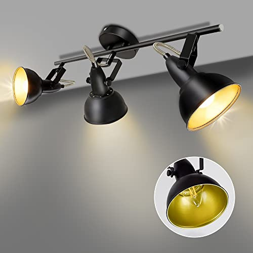 Depuley Deckenlampe Wohnzimmer Retro 350° einstellbar, Vintage Deckenspot Wandspot mit E14 Fassung(Glühbirne nicht ink.) Schwenkbar, 3000k Warmweiß für Schlafzimmer Esszimmer Büro Küche