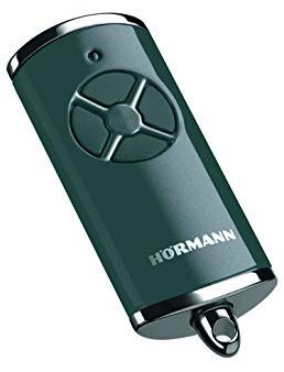 Hörmann Trasmettitore manuale HSE 4 BS (frequenza 868 MHz, antracite lucido, azionamento per porta del garage con tappi cromati, batterie, dimensioni 28 x 70 x 14 mm, anello portachiavi) 4511573