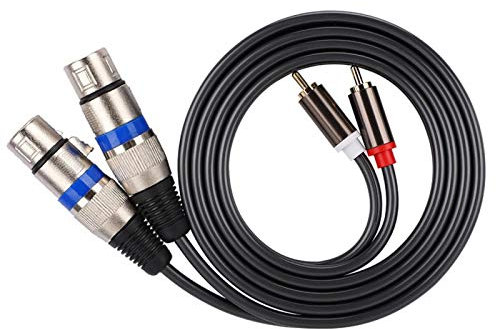 Câble Double Mâle vers Double XLR Femelle, Câble de Raccordement Plaqué Or vers Prise XLR 3 Broches (Une Paire), Connecteur Audio Stéréo pour Mélangeur D'amplificateur