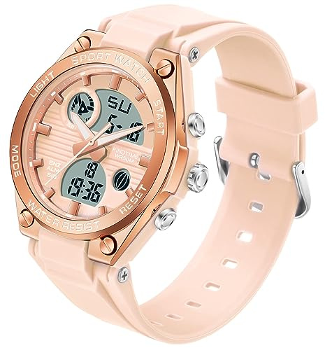 findtime Montre de sport numérique étanche pour femme - Montre de course militaire pour femme - Compte à rebours tactique - Alarme et chronomètre, rose, Sport