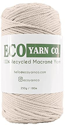Beige Cotton/Polyester Macrame Yarn, 180m (250g)