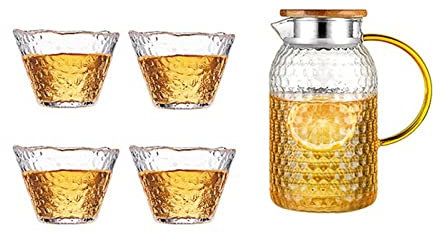 Jus Carafe d'eau Pichet d' eau avec tasse d' eau en verre Pot 1500ml Posse à eau résistant à la chaleur et sertie de verre de verre carré bouillante for le thé à la maison Thé Cruche ( Color : B )