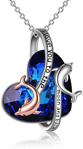 YAFEINI Dauphin Colliers Argent Sterling Cristal Dauphin Pendentif Bijoux Océan Cadeaux Fête des Mères pour Femme Maman Femme