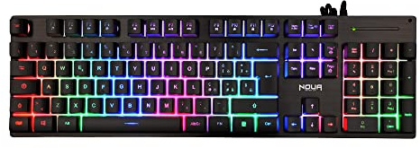 Noua Shield Tastiera Gaming a Membrana Cablata USB, 105 Tasti, Retroilluminazione Arcobaleno, 19 Tasti Anti-Ghosting, Layout Italia, PC/Computer