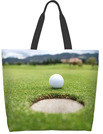 Hushuigeee Umhängetasche Golfball in der Nähe von Löchern, Einkaufstasche für Frauen, Polyester-Handtasche, Lebensmitteltaschen, wiederverwendbare Einkaufstasche