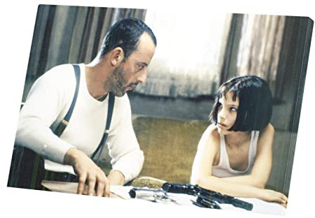 Leinwanddruck Jean Reno Nathalie Portman Leon Film Action Waffen Cinema (62 cm x 40 cm)