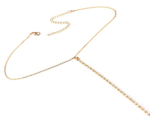 chengjiexu Körperketten Trendy Strass Halskette Körper Brustkette Sexy Harness Bauchkette Für Frauen Körperschmuck Gold