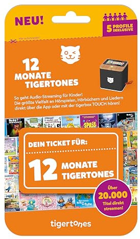 tigermedia tigertones-Ticket NEU 12 Monate Streaming für tigerbox TOUCH: 12 Monate Zugang zur Tigertones Hörspielwelt