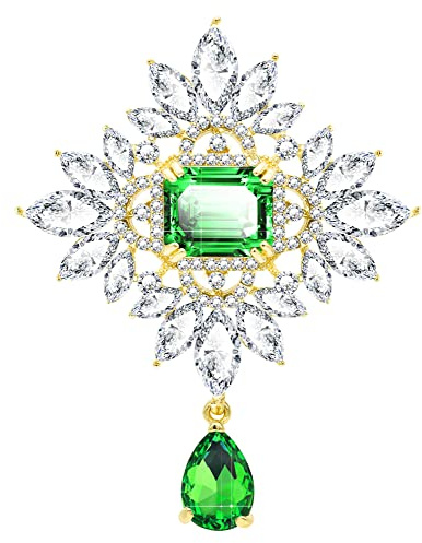 KristLand Vintage brud kristall broscher art deco retro strass bröllop mode glam brud blomma band brosch klar österrikisk kristall, Kubisk zirkonia, zirkon