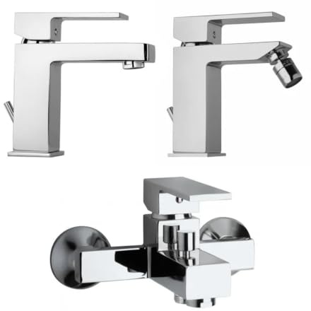 Kiamami Valentina - Kit de Robinetterie Mélangeur Lavabo, Bidet, Baignoire Finition Chromée