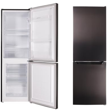 respekta combinación de frigorífico y congelador independiente, 109 L de refrigeración, 48 L de congelación/cubitos de hielo, KG144BS-37 / (Al) 144 x (An) 47,4 x (Pr) 49,5 cm, 39 dB, acero negro