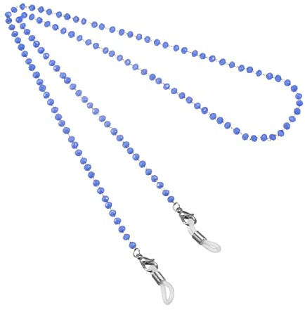 sourcing map Brillenglas Kette 26 Perlen Sonnenbrille Riemen Halterung Rund Hals Brillen Kette Hut Riemen Schlüsselband Blau