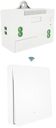 ZOREI Interruttore Senza Fili,Trasmettitore Ricevitore RF,Installazione Punto Luce Senza Rompere il Muro,220V 10A Max 2200W,Interruttore Wireless Senza Pile (1 Ricevitore + 1 Interruttore da 1 Tasto)