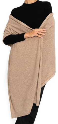 ENETIX Women's Cashmere Wool Oversized Shawl Wrap, Solid Color Pashmina Ultra Soft Stole Scarf for Women with Gift Box (Camel)