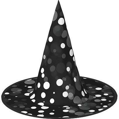ZISHAK Halloween-Hexenhut für Damen, schwarzer und weißer Punktemuster, ultimativer Partyhut für das beste Halloween-Kostüm-Ensemble