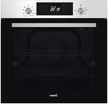 Cata Horno Multifunción MDS 8008 X AIR FRYER con 8 Funciones. Display Digital. Función Air Fry. Limpieza AquaSmart. Iluminación Interior. Capacidad 80 L. Acabado en Cristal Negro y Acero