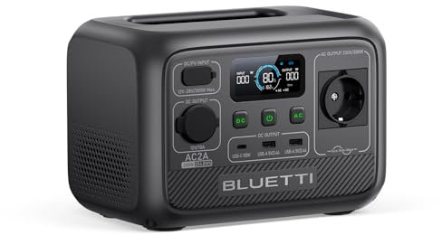 BLUETTI Tragbare Powerstation AC2A, 204Wh LiFePO4 Akku 300W (600W Power Lifting) AC Ausgang, Aufladen von 0-80% in 40 Min., Solar Generator für Outdoor Camping (Solarmodule optional)