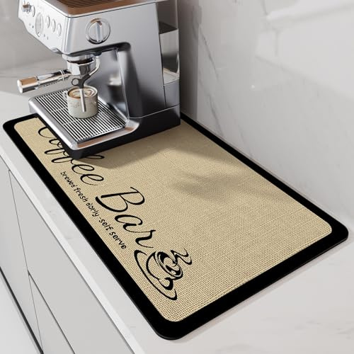 LIMNUO Kaffematta Superabsorberande Dish Torkmatta Kaffe Bartillbehör Matcha med kaffebryggare Kaffebryggare Kaffekanna Stora torkmattor för köksbänk (50x30cm)
