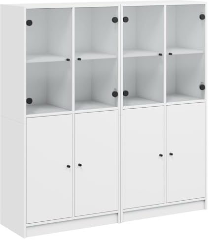 vidaXL Bücherschrank mit Türen Weiß 136x37x142 cm Holzwerkstoff