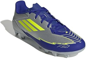 adidas Unisex - Vuxen F50 CLUB Football boots FG/MG, silver met./solar yellow/lucid blue, 43 1/3 EU