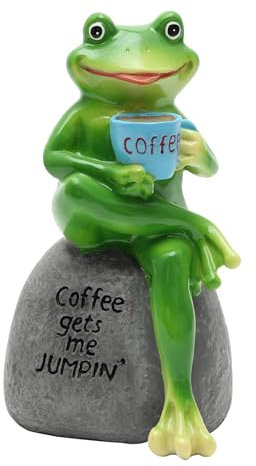 POXIAOER Adornos de jardín, esculturas y estatuas de animales al aire libre, decoración de escritorio de jardín, festividades, cumpleaños, para amigos, familia, pequeño adorno de rana de resina (rana)